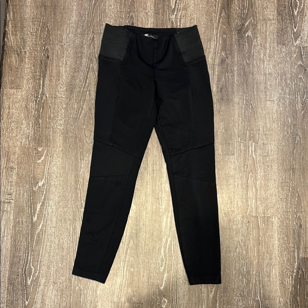 Black Leggings with Textured Panels
